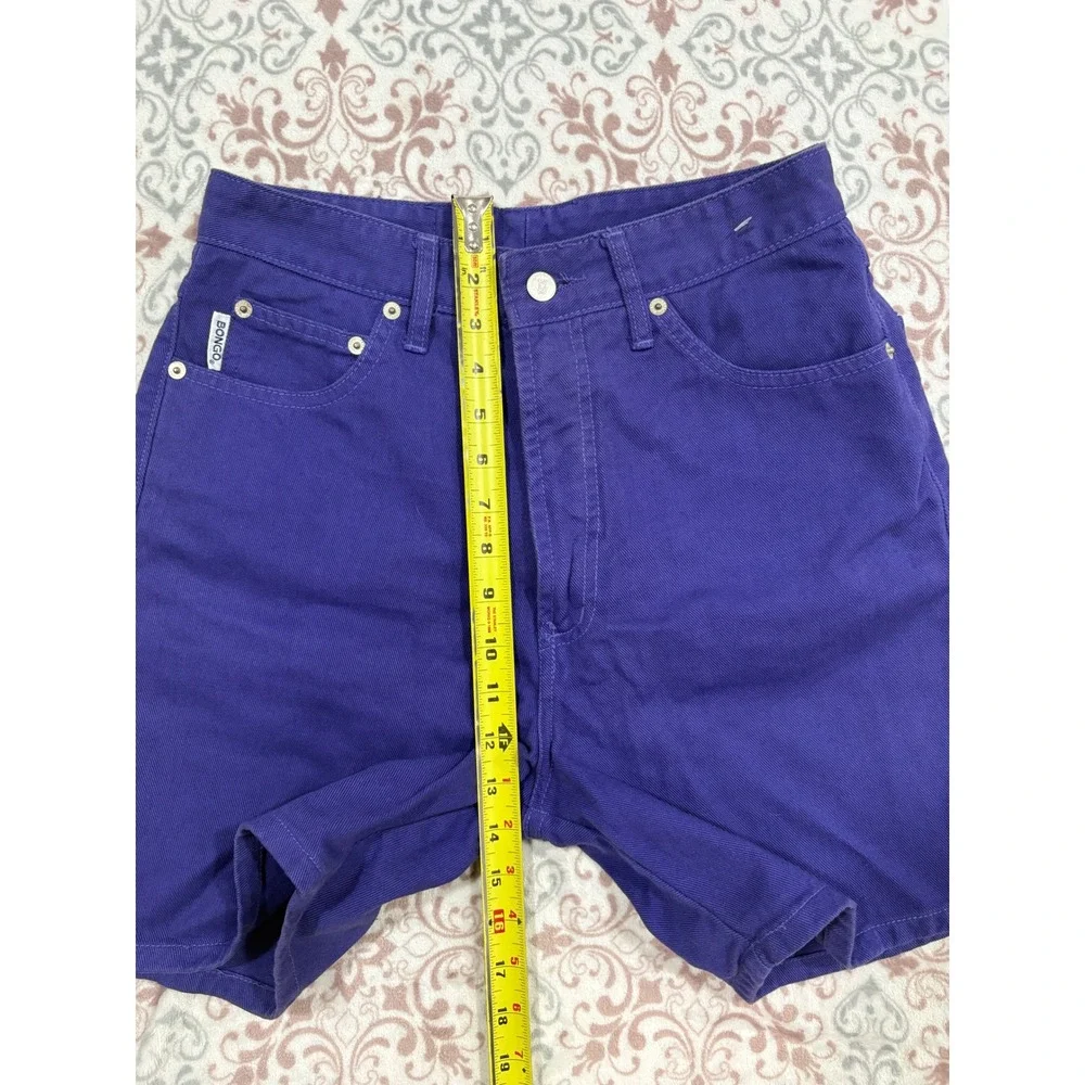 Bongo Vintage 90s High Waisted Purple Denim Shorts Gene Montesano Made in USA 7